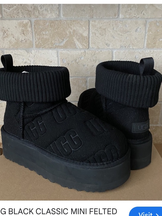 UGG Shoes - UGG 8 Black Logo Platform Cuff Boot